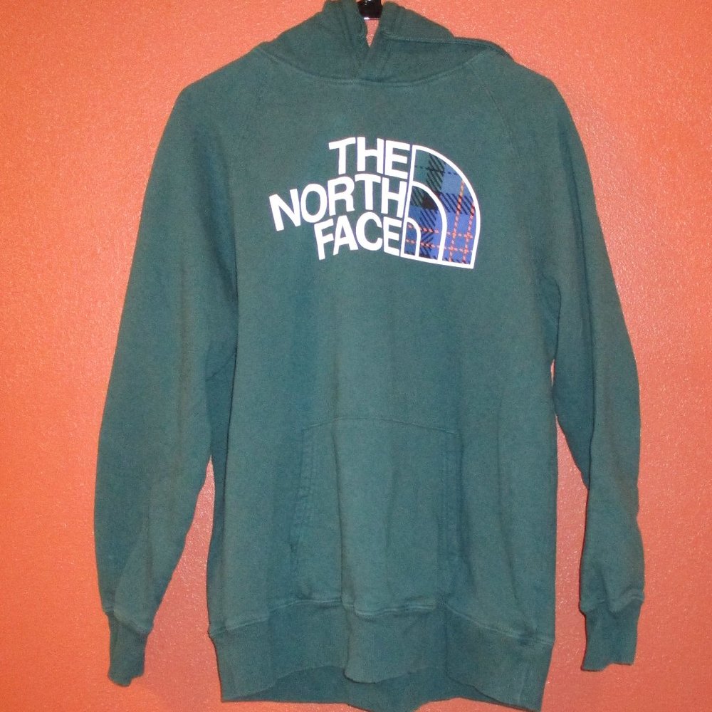 North Face Hoodie Woman X Large Green White Blue Warm Outdoors Pullover Hoodie